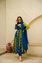 ORGENZA MULTI COLOUR ANARKALI SUIT SET